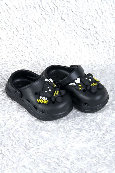 stilfest Unisex Black Teddy Bear Slippers Children's Slippers Black
