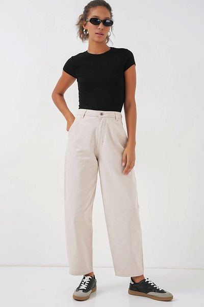 Silerra 6703 Pantaloni Demin cu talie înaltă Ecru