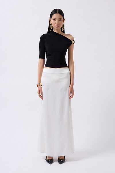 Black Fashion Accessory Detail Cutout Black Blouse