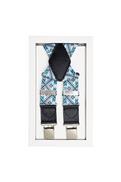 TORO NERO Men's Traditional blue suspenders