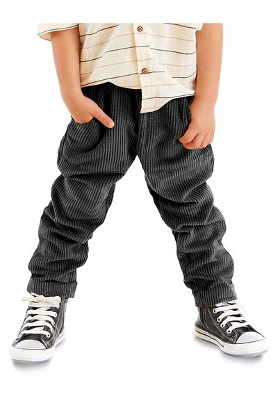 Denokids Chlapčenské elastické nohavice v námorníckej modrej zamatovej šnúre