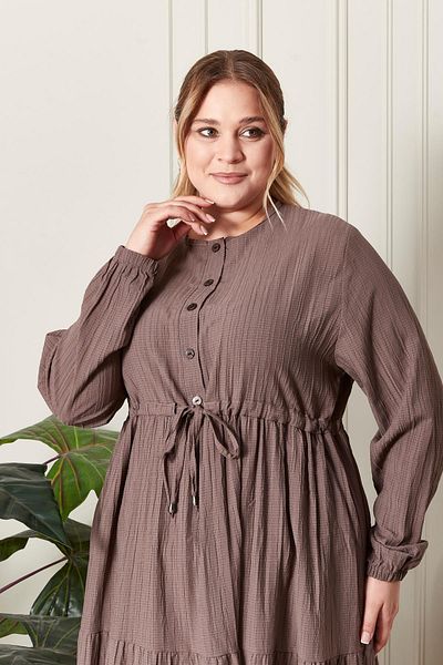Ferace Γυναικείο υφασμάτινο φόρεμα Seersucker Plus Size