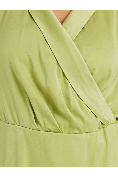 Styli Plus Size V-Neck Long Sleeves Wrap Maxi Dress