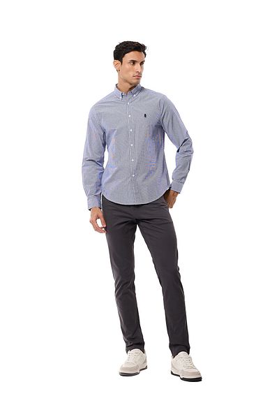 R&B Solid Slim Fit Trousers with Button Closure