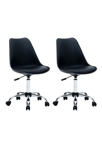 Taimi Pack of 2 Modern Desk Chair, Adjustable 360 °Swivel Armless Swivel Computer Chair With Wheels Black