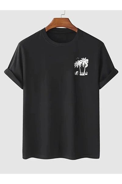 MHT STORE Tricou imprimat oversize cu gât crew - negru