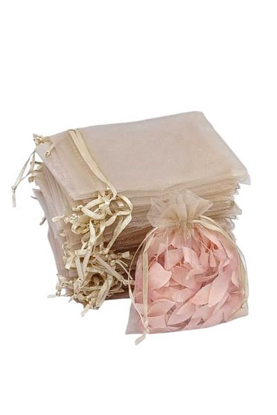 Party and Story Chiffon bag made of organza fabric, 12 pieces, flesh balloon