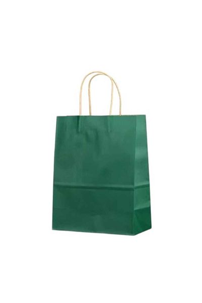 Party and Story Green kraft paper gift bags, 12 pieces