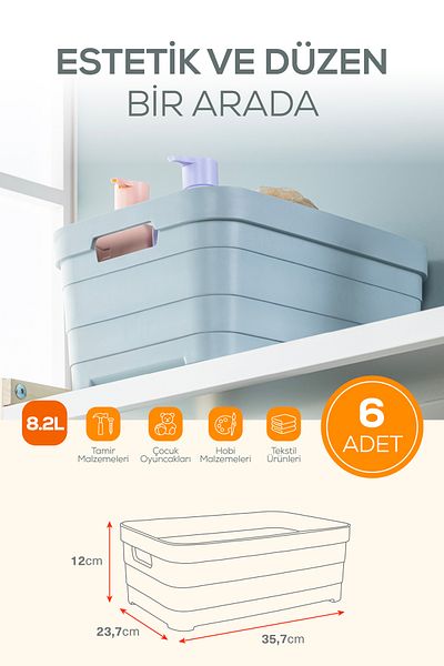 Vienev 6-Piece 8.2 Liter Storage Box White