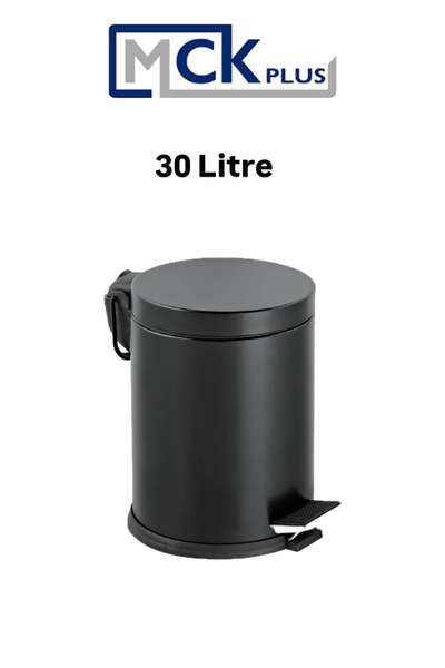 MCK Plus 30 Liter Black Chrome,Metal Stainless Trash Can Garbage Bin with Pedal Shock Absorber Lid