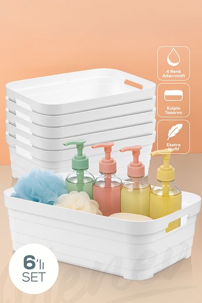 Vienev 6-Piece 8.2 Liter Storage Box White