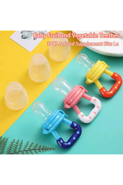 Choice 3 قطع من عضاضات الفاكهة والخضروات للأطفال، مكمل غذائي من السيليكون، أد...
