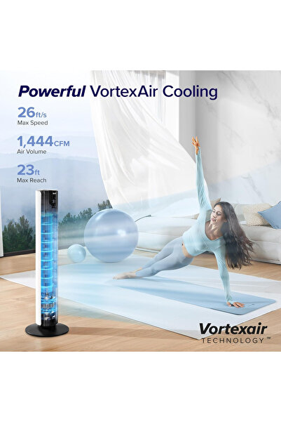 Levoit Smart 25dB Silent Tower Fan 42 Inch, 7.9m/s Powerful Electric Cooling Fan for Bedroom