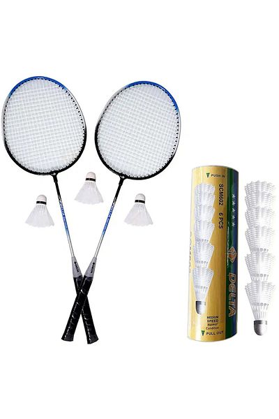 Delta 2Pcs Badminton Racket with 9Pcs Badminton Balls Set for Couples