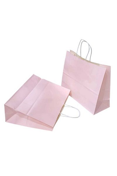 Party and Story A set of 12 pieces of light pink kraft bags, measuring 30cm*25cm*12cm