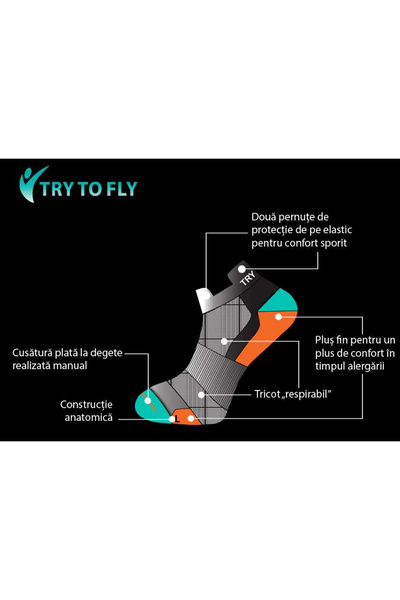 Try to Fly Υπερλεπτές κάλτσες τρεξίματος με Tactel μαύρο χρώμα