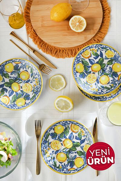 Keramika Farfurie pentru plăcintă Lemon Glow Aegean 20 Cm 4 Bucăți 22637