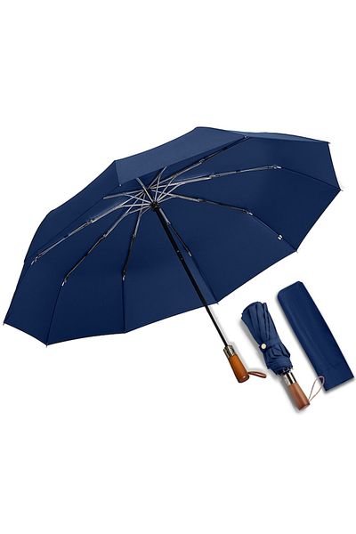 xpress sales Luxurious Folding Umbrella, SDLOGAL, Unisex, Wooden Handle, Automatic Open and Close, Wind Resistant
