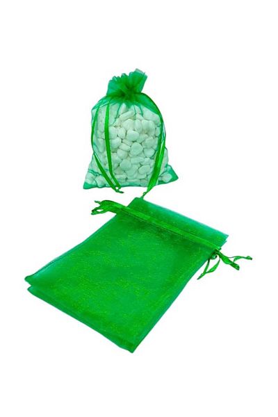 Party and Story Chiffon bag made of organza fabric, 12 pieces, green color