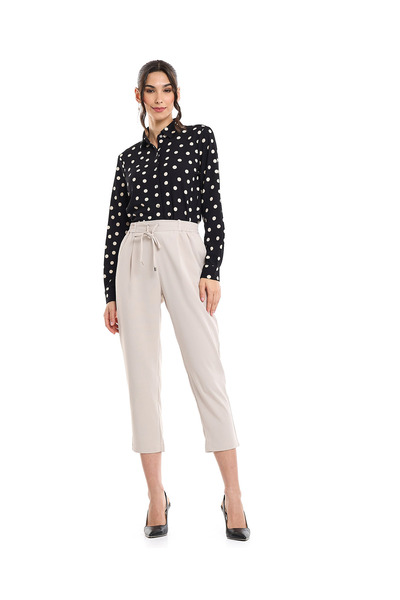 R&B بنطلون ضيق سادة مع خصر برباط