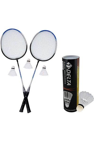 Delta 2Pcs Badminton Racket with 9Pcs Badminton Balls Set for Couples