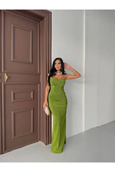 Silerra Strapless Glitter Long Dress