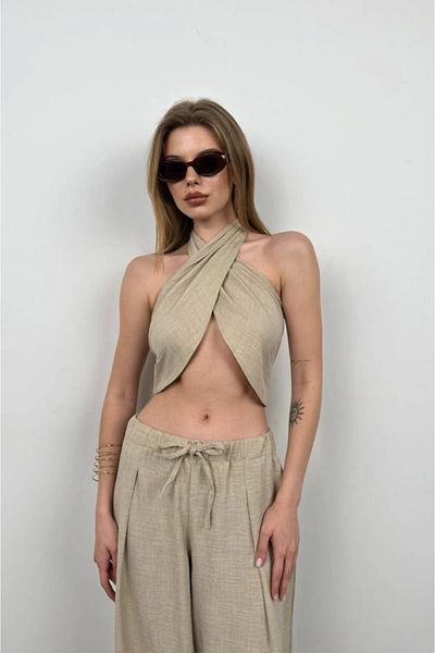novafems Λινά Crop με σταυρωτά δεμένα