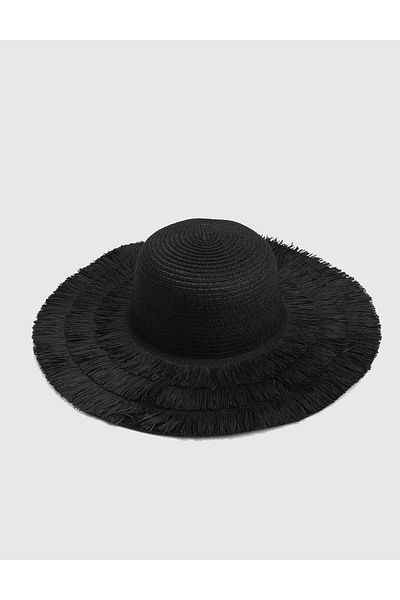 İLVİ Hidone Straw Black Women's Beach Hat
