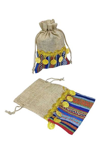 Party and Story Popular Qurqian burlap bags in Al Sadu for distribution 12 pieces 10Ã—14CM
