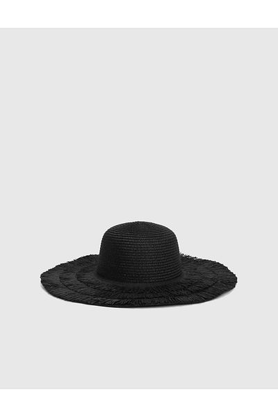 İLVİ Hidone Straw Black Women's Beach Hat