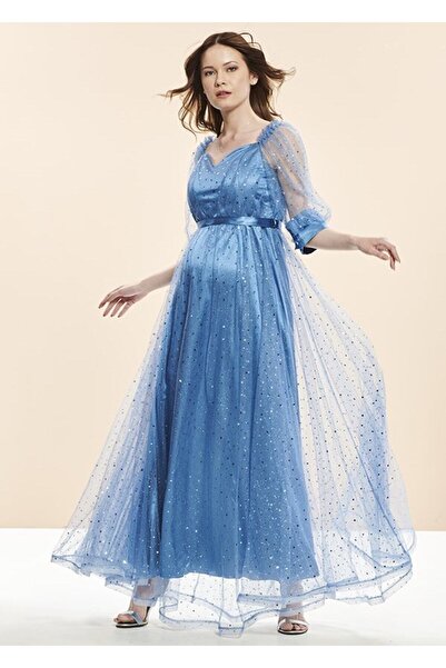 Genel Markalar Tül Uzun Hamile Abiye Elbise