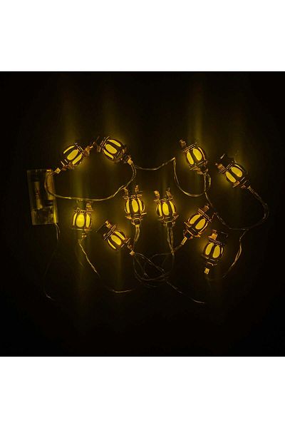 Party and Story Luminous Ramadan decorations, lantern shape, 2 meters, 10 pieces yellow