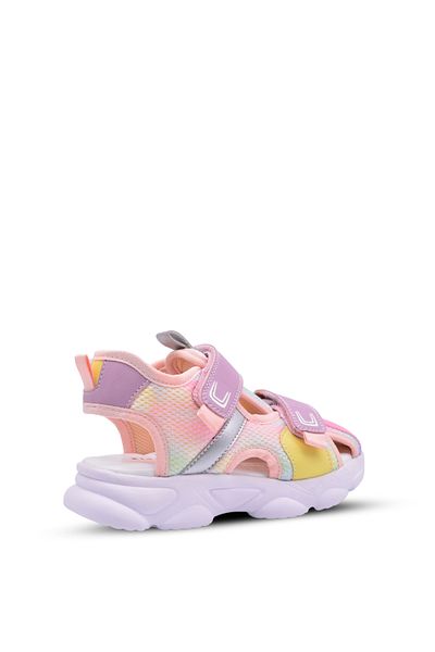 kids A more Jena Girl's Double Velcro Air Mesh Detailed Pink Color Sports Sandals