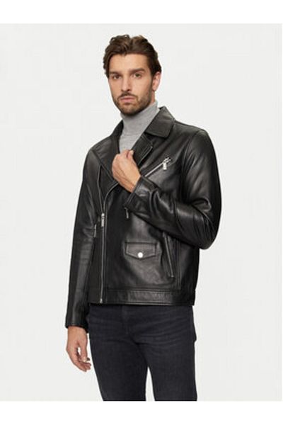 Karl Lagerfeld Mens Leather Jacket 555021-544421 Black