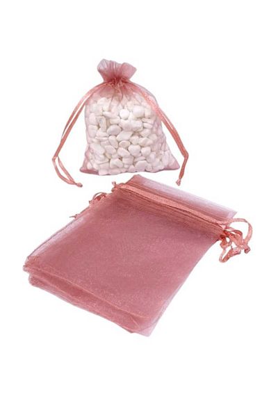 Party and Story Chiffon bag made of organza fabric, 12 pieces, dark brown 9CM Ã—7CM