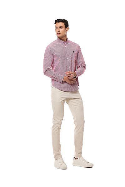 R&B Solid Slim Fit Trousers with Button Closure