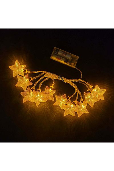 Party and Story Luminous Ramadan decorations, star shape, 2 meters, 10 pieces yellow