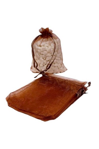 Party and Story Chiffon bag made of organza fabric, 12 pieces, brown