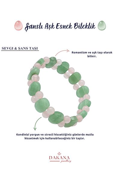 DAKANA JEWELLERY Certified Aventurine and Pink Quartz Lucky Love Natural Stone Bracelet