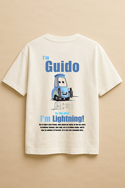 Altair Tr تي شيرت أبيض اللون كبير الحجم للسيارات Guido Cars Movie Series مطبو...