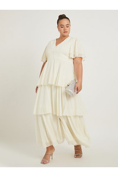 Styli Plus Size Short Sleeves A-Line Maxi Dress