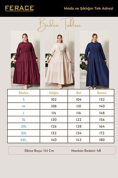 Ferace Γυναικείο υφασμάτινο φόρεμα Seersucker Plus Size