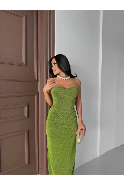 Silerra Strapless Glitter Long Dress