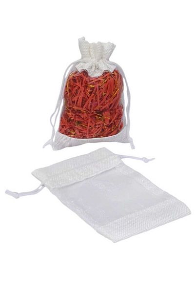 Party and Story Burlap distribution bags with a transparent front(12 pieces)L(20Ã—15CM)
