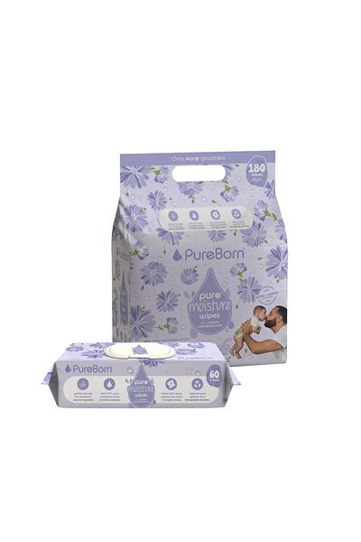 PUREBORN Pure Moisture Baby Wipes With Organic Calendula Lotion- 180s