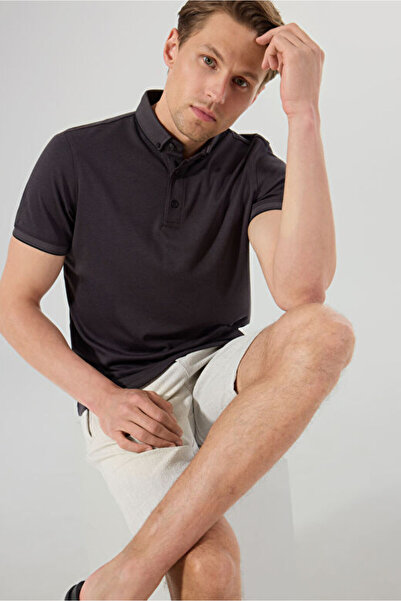 People By Fabrika Düz Siyah Erkek Polo T-Shirt SPBF4SM-TST5082