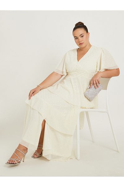 Styli Plus Size Short Sleeves A-Line Maxi Dress