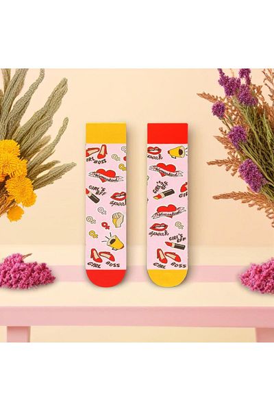 OEM Women's socks, long, funny, feminist model Girl Boss, universal size