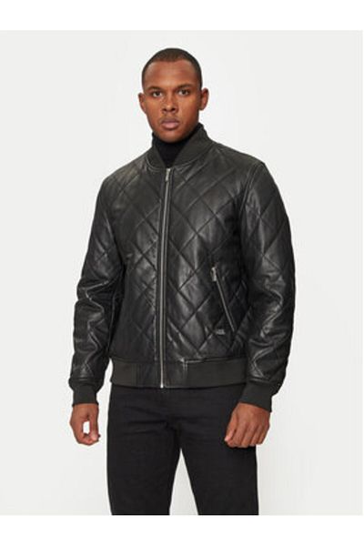 Karl Lagerfeld Mens Leather Jacket 555011-544409 Black