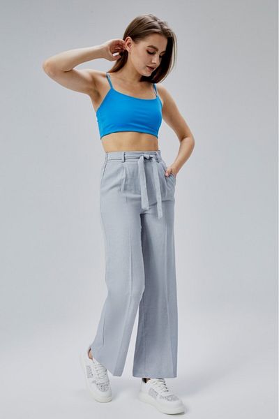 Jamila Linen Summer Women's Trousers with Elastic Waist and Belt